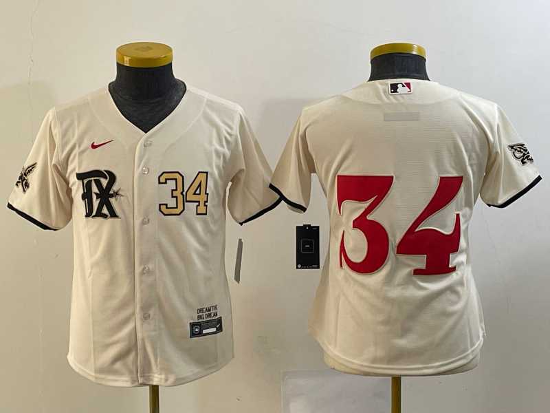Womens Texas Rangers #34 Nolan Ryan Number Cream 2023 City Connect Stitched Baseball Jersey->mlb womens jerseys->MLB Jersey